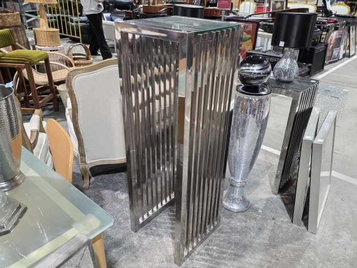 The One modern stainless steel slatted plinth
