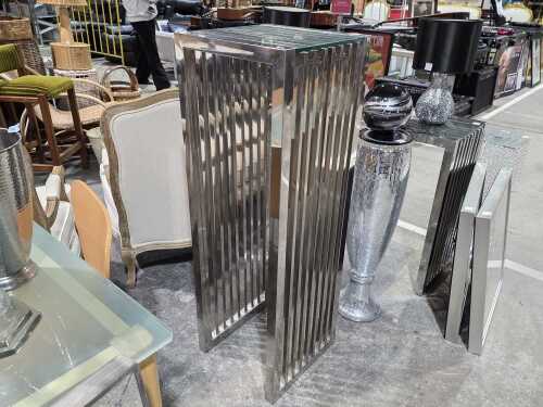 The One modern stainless steel slatted plinth