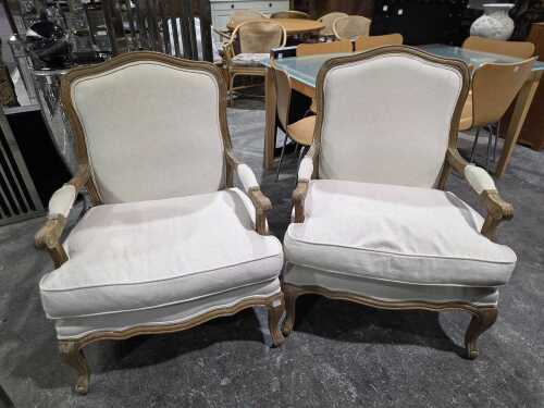 Pair of French Provincial cream armchairs