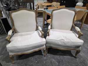 Pair of French Provincial cream armchairs