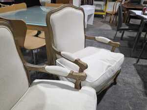 Pair of French Provincial cream armchairs - 3