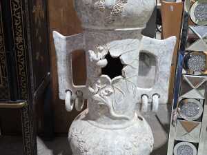 Terra cotta twin-handled garden urn with lizard decoration in high relief - 2