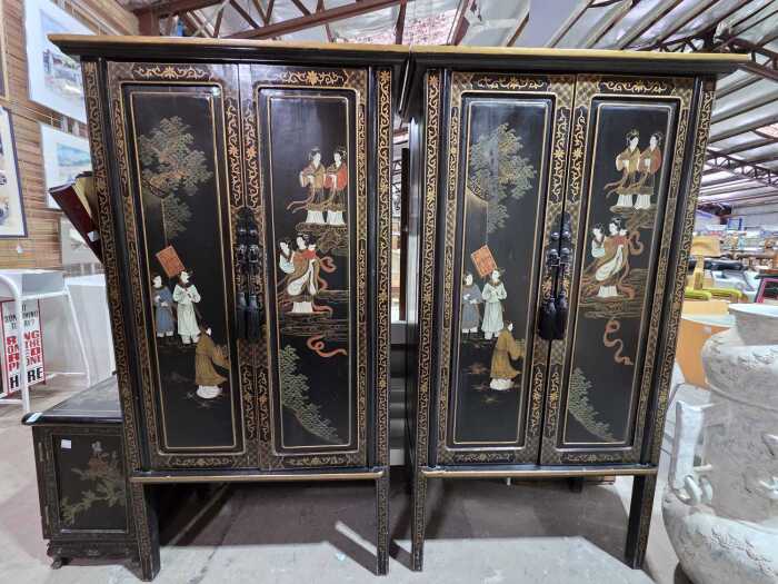 Pair of 20th-century Chinese black lacquer cabinets