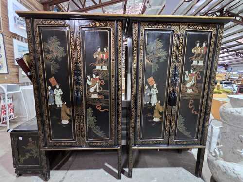Pair of 20th-century Chinese black lacquer cabinets