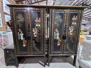 Pair of 20th-century Chinese black lacquer cabinets