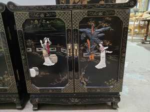 Pair of Chinese black lacquer cabinets - 3