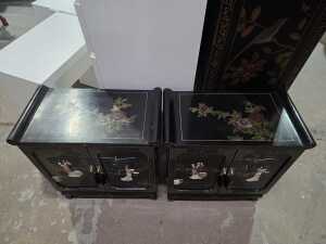 Pair of Chinese black lacquer cabinets - 5