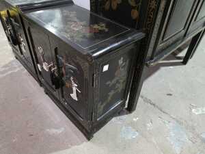 Pair of Chinese black lacquer cabinets - 6