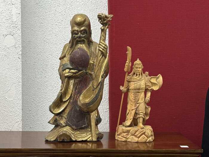 Two timber carved Chinese statues
