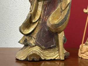 Two timber carved Chinese statues - 3