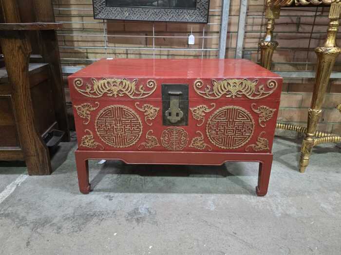 Chinese red lacquer storage chest