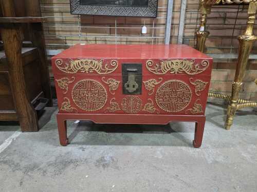 Chinese red lacquer storage chest