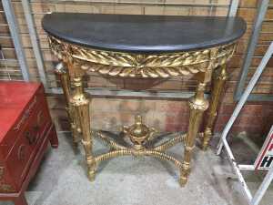 Rococo-style gilt demi-lune console table