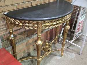 Rococo-style gilt demi-lune console table - 4