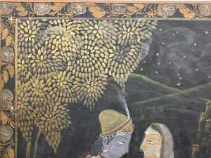 Traditional Indian painting of Radha Krishna. Hand-painted watercolour on silk - 4