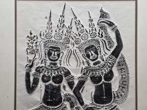 Cambodian Apsara temple rubbing. Charcoal on rice paper - 3