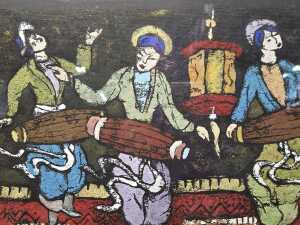 Two Oriental artworks including a traditional Indian painting of Radha Krishna - 3