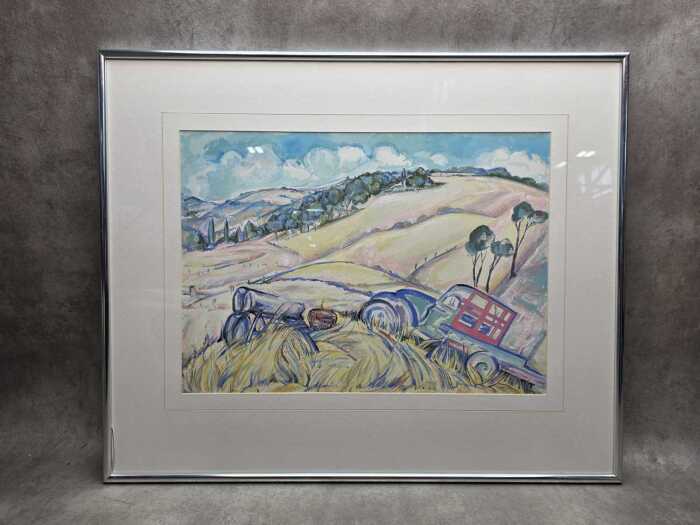 Betty Jungwirth, Yallourn, In Summer Grass. Gouache painting on paper