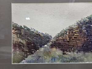 Harry Pigeon (1943-), landscape with cliff face. Watercolour painting on paper - 3