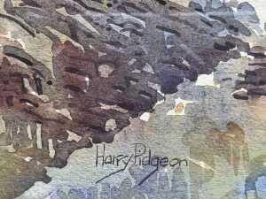 Harry Pigeon (1943-), landscape with cliff face. Watercolour painting on paper - 4