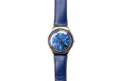A Swatch Moonshine on water quartz watch