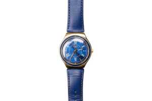 A Swatch Moonshine on water quartz watch