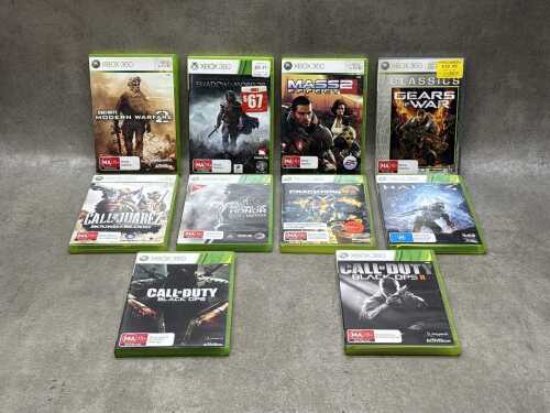 10 XBOX 360 battle games including Call of Duty Black Ops