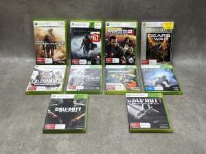 10 XBOX 360 battle games including Call of Duty Black Ops