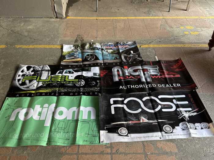 Automotive vinyl advertising banners for wheels