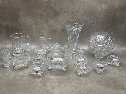 Group of crystal including vases