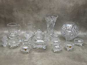 Group of crystal including vases