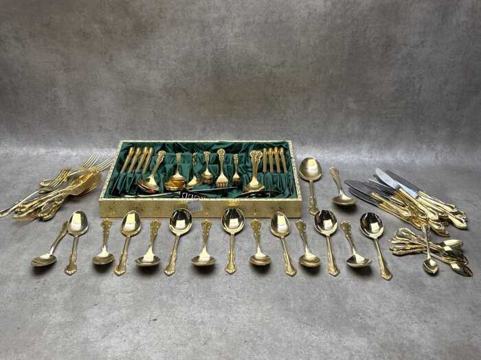 Two gold-plated cutlery sets including Konig setting for eight