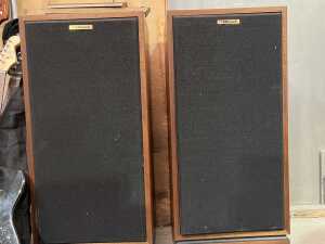 Pair of Klipsch floorstanding speakers, walnut cabinets