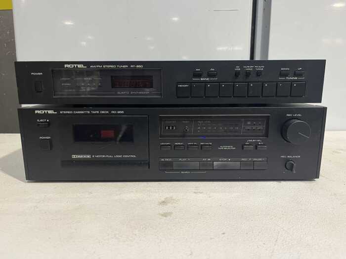 Rotel RT-850 AM/FM stereo tuner and RD-855 stereo cassette deck