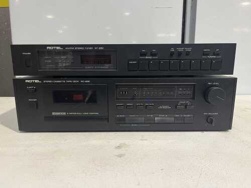 Rotel RT-850 AM/FM stereo tuner and RD-855 stereo cassette deck