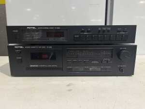 Rotel RT-850 AM/FM stereo tuner and RD-855 stereo cassette deck