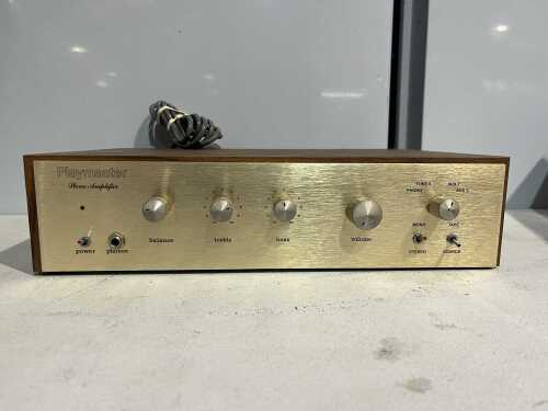 Playmaster stereo amplifier, Australian kit-built, woodgrain case, c1970s