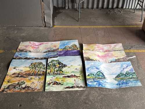 Karen Armstrong, eight unframed watercolour paintings