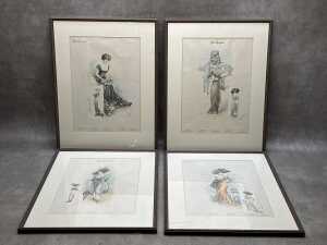Set of four framed 'Chic Parisien' French fashion reproduction engravings