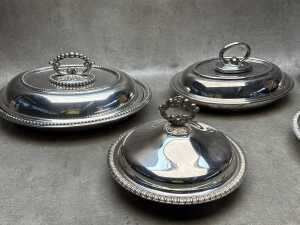 Five stainless steel lidded serving ware - 2