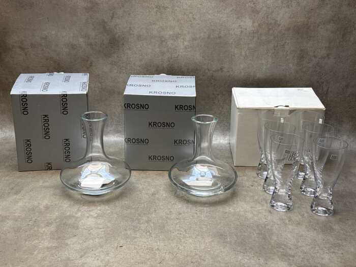 Krosno glass decanters and beer glasses
