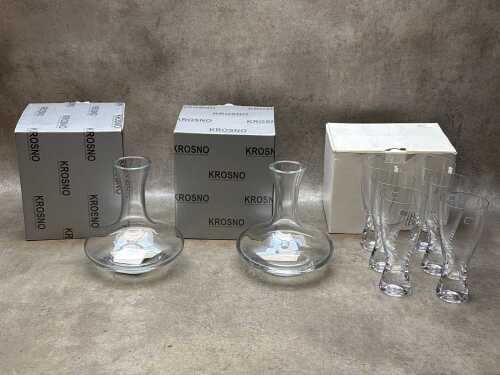 Krosno glass decanters and beer glasses