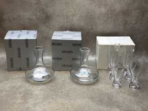 Krosno glass decanters and beer glasses