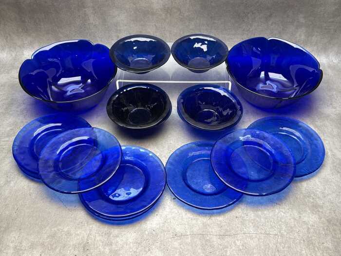 Cobalt blue glass dinner serving ware