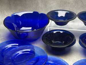Cobalt blue glass dinner serving ware - 3