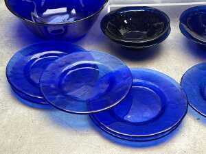 Cobalt blue glass dinner serving ware - 4