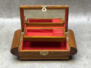 Three Oriental carved timber jewellery boxs - 4