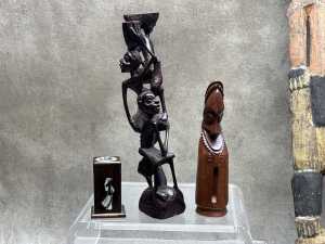Mid-century Oriental and Islander timber carved decorative items - 3