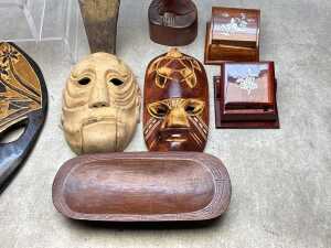 Mid-century Oriental and Islander timber carved decorative items - 4