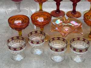 Red /orange coloured glassware, including a set of six amberina sherbet coupes, - 4
